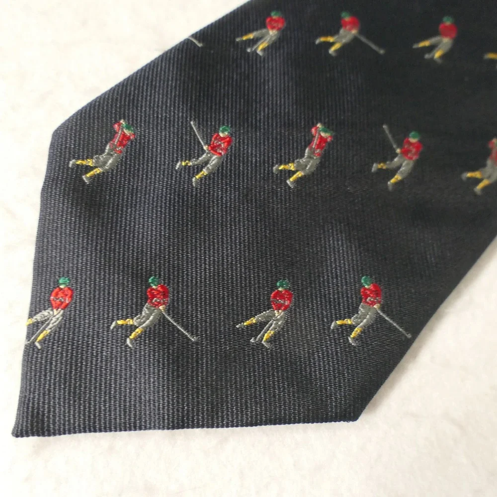 Ascot Mens Silk Tie OS Navy Golfer Gorpcore Preppy Country Club Old Money Formal